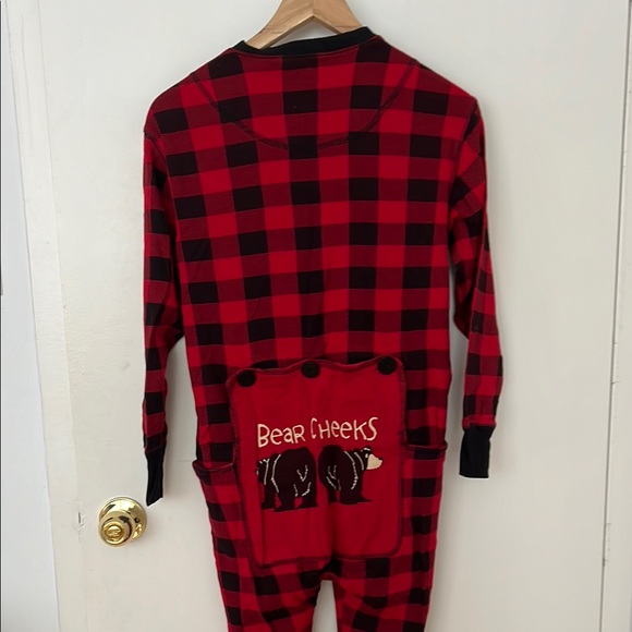 Red Plaid Kids One Piece Pajama - Picture 4 of 4